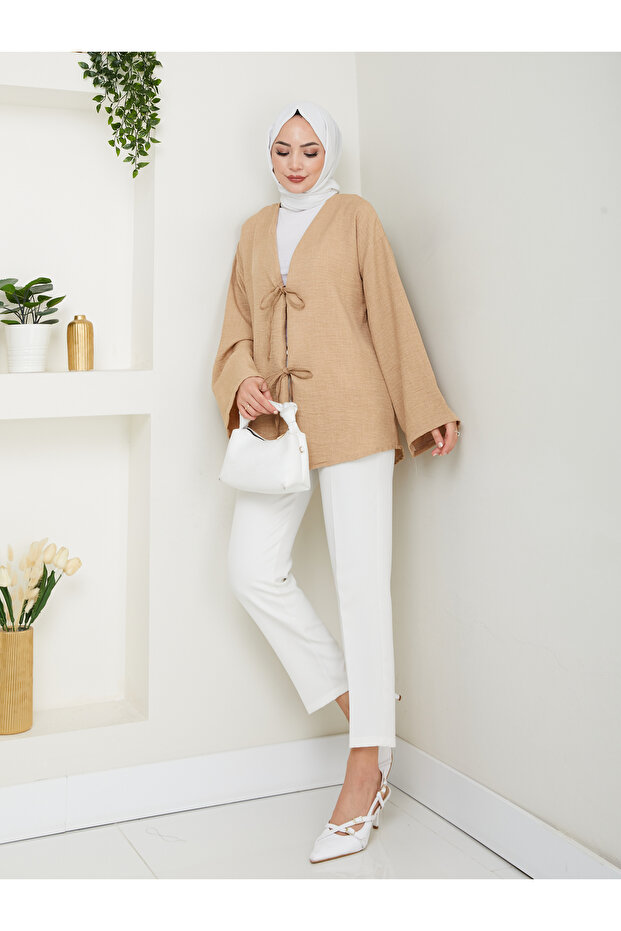 Sofya Keten Tesettür Kadın Gömlek - 4