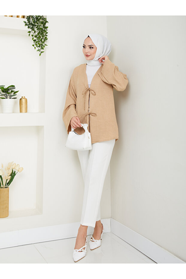 Sofya Keten Tesettür Kadın Gömlek - 5