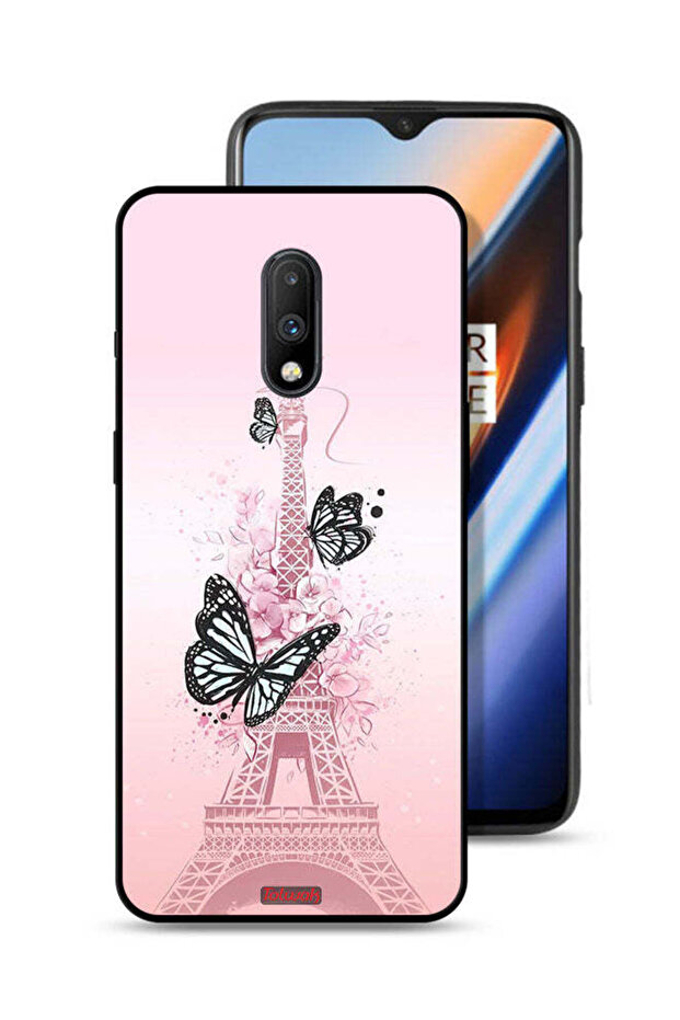 OnePlus 7 Protective Case Cover Butterflies On Eiffel Tower