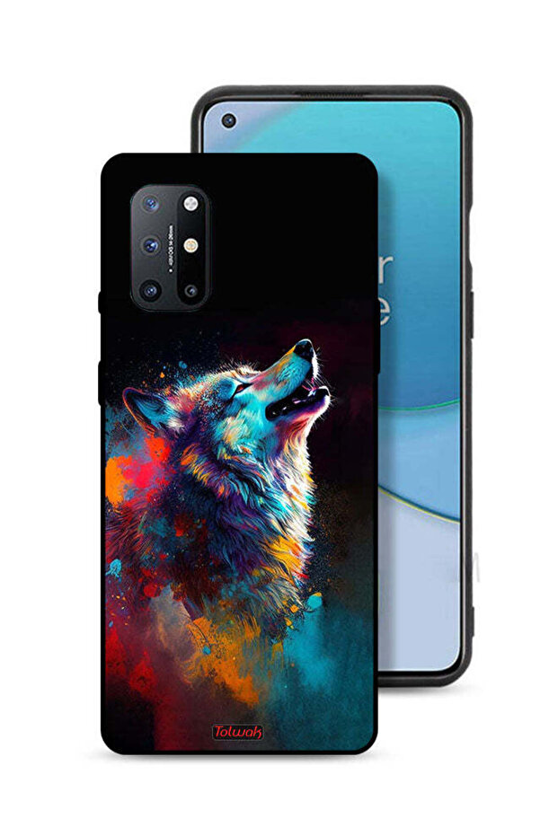 غطاء حماية لهاتف OnePlus 8T 5G بتصميم ذئب ملون