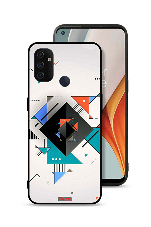 غطاء حماية لهاتف OnePlus Nord N100 بأشكال مربعة ومثلثة ونمط تجريدي