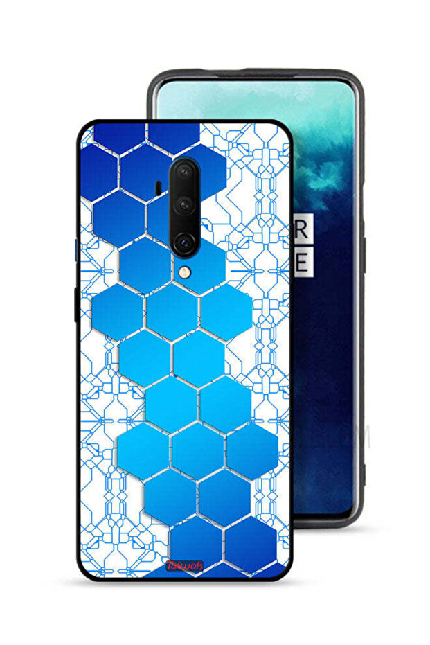 غطاء حماية لهاتف OnePlus 7T Pro بنمط شبكة أيقونات سداسية الشكل من Honeycomb