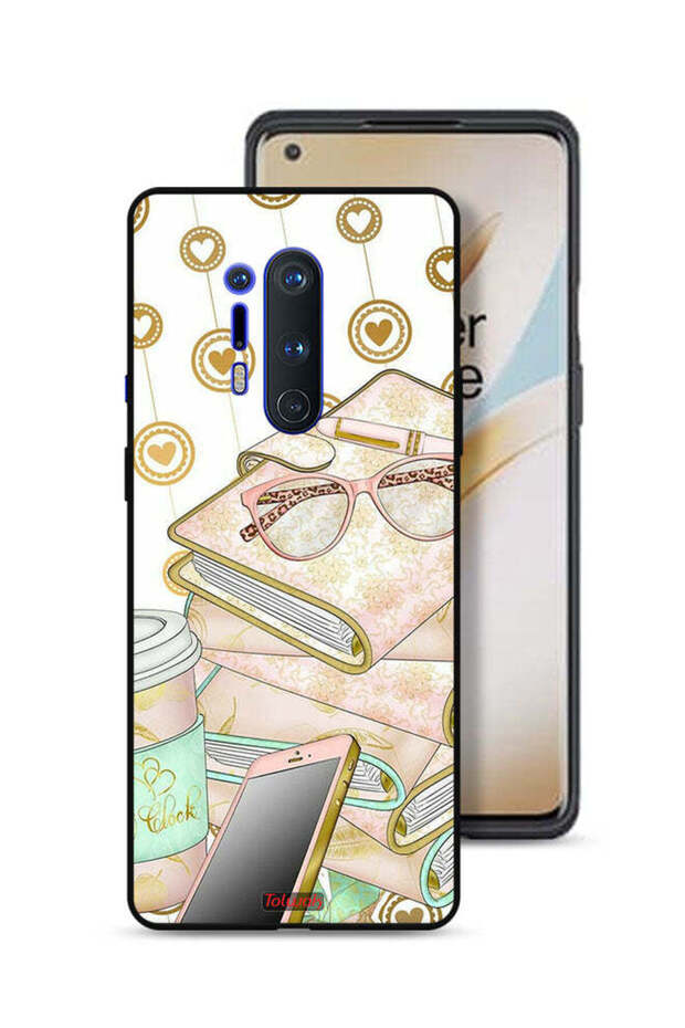 غطاء حماية لهاتف OnePlus 8 Pro بنقشة نظارات على الكتب