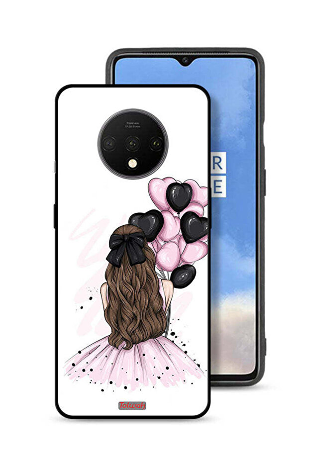 OnePlus 7T Protective Case Cover Holding Balloons Girl Art