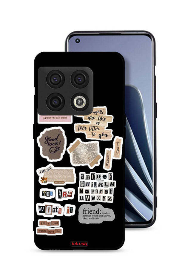 غطاء حماية لهاتف OnePlus 10 Pro 5G مع ملصقات اقتباسات الحظ السعيد