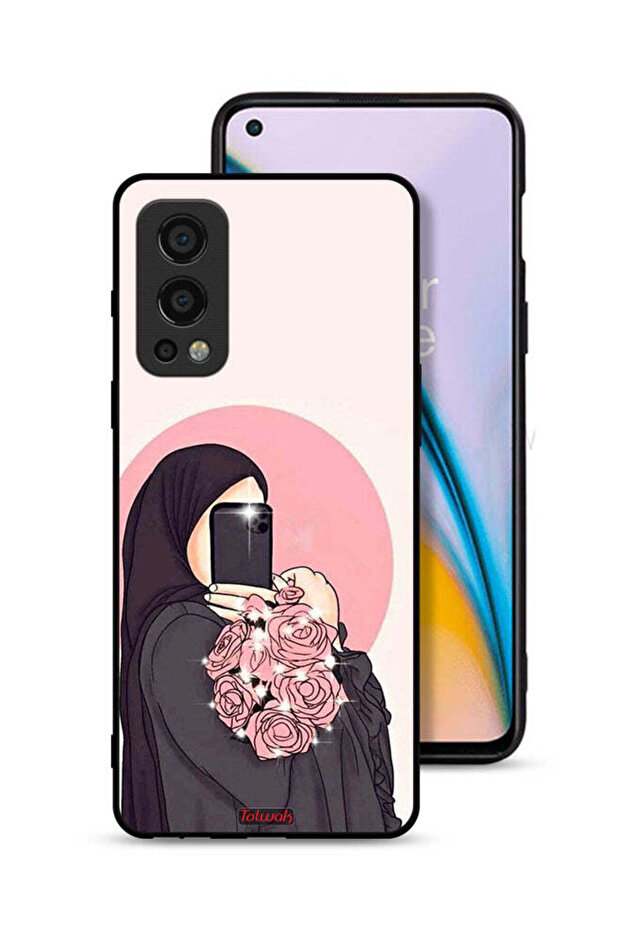 غطاء حماية لهاتف OnePlus Nord 2 5G مع فن التقاط صور سيلفي أثناء حمل الزهور