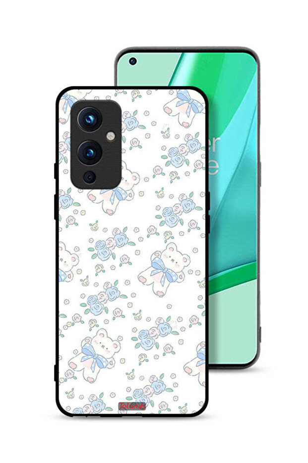 غطاء حماية لهاتف OnePlus 9 5G مع دب تيدي لطيف وأيقونة زهور
