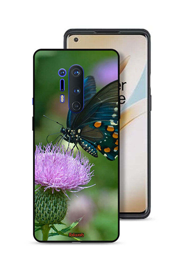 غطاء حماية لهاتف OnePlus 8 Pro بتصميم فراشة تجلس على زهرة