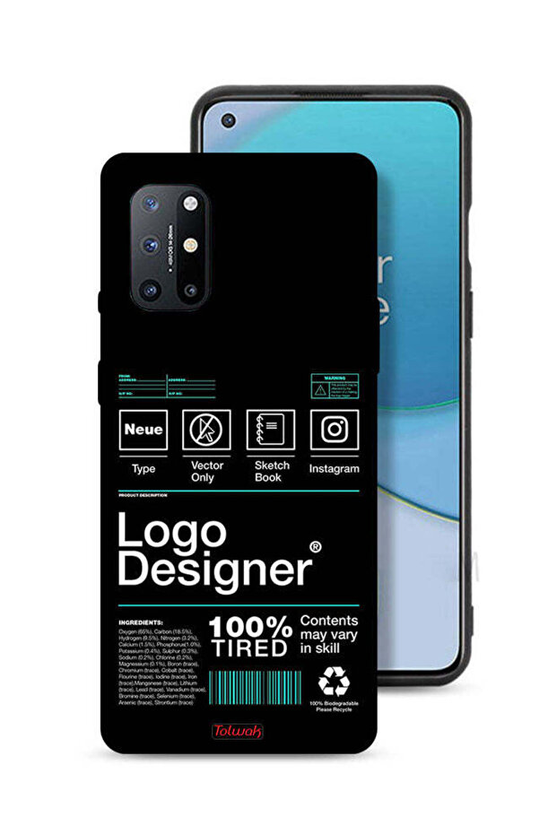 غطاء حماية لهاتف OnePlus 8T 5G مع ملصق شعار مصمم