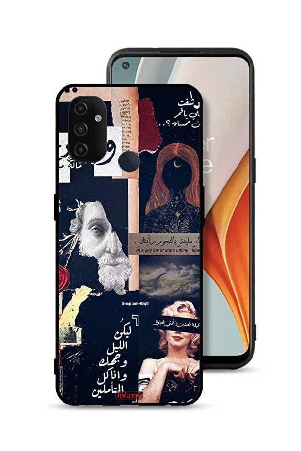 غطاء حماية لهاتف OnePlus Nord N100 بعبارات عربية ووجوه مقطوعة