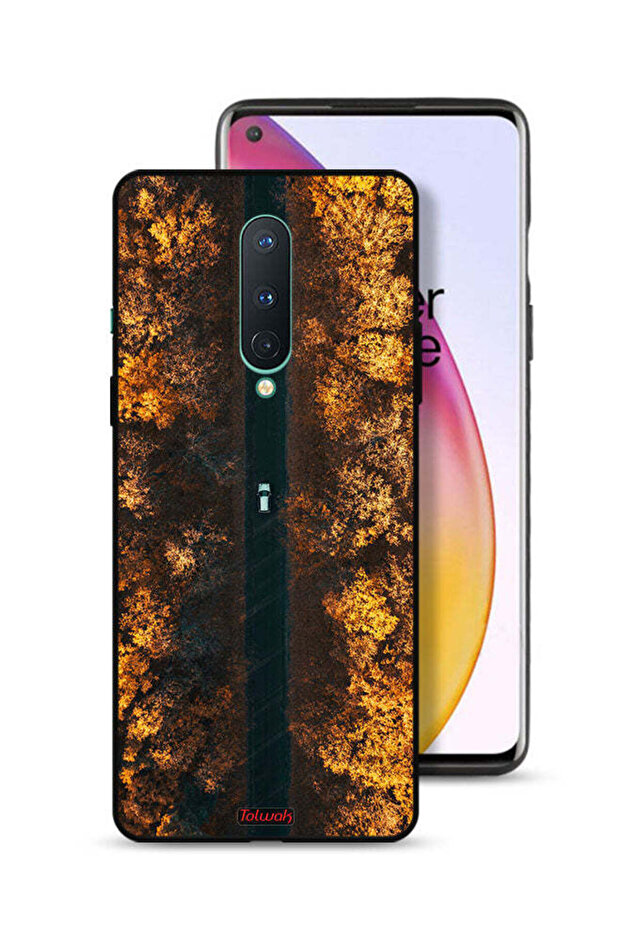 غطاء حماية لهاتف OnePlus 8 بتصميم طريق في أشجار الخريف