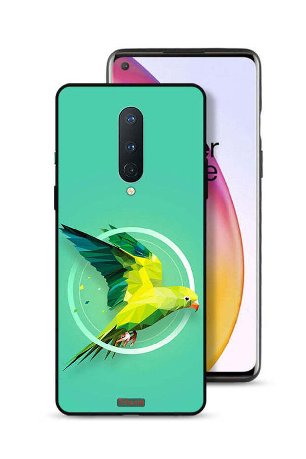 غطاء حماية لهاتف OnePlus 8 بتصميم فن تجريدي ببغاء