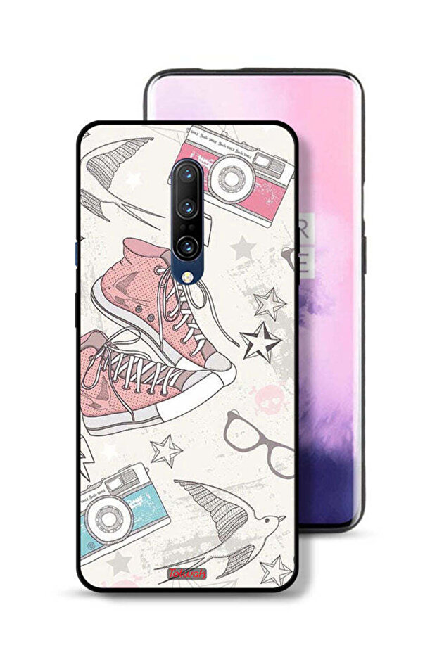 غطاء حماية لهاتف OnePlus 7 Pro من القماش بتصميم حذاء وفن كاميرا
