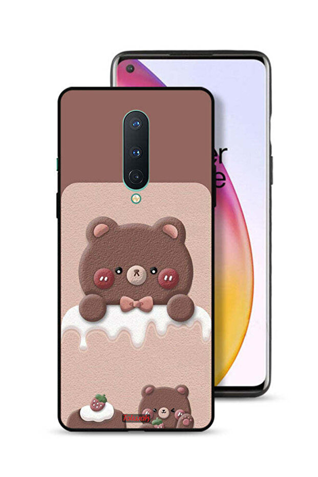 غطاء حماية لهاتف OnePlus 8 بتصميم دب الفراولة