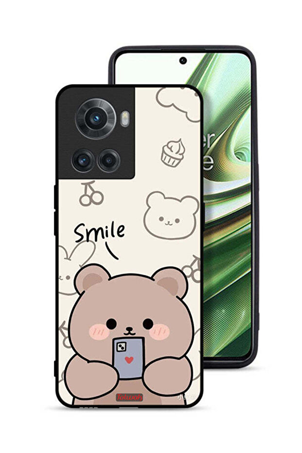 غطاء حماية لهاتف OnePlus 10R 5G برسومات الدب المبتسم