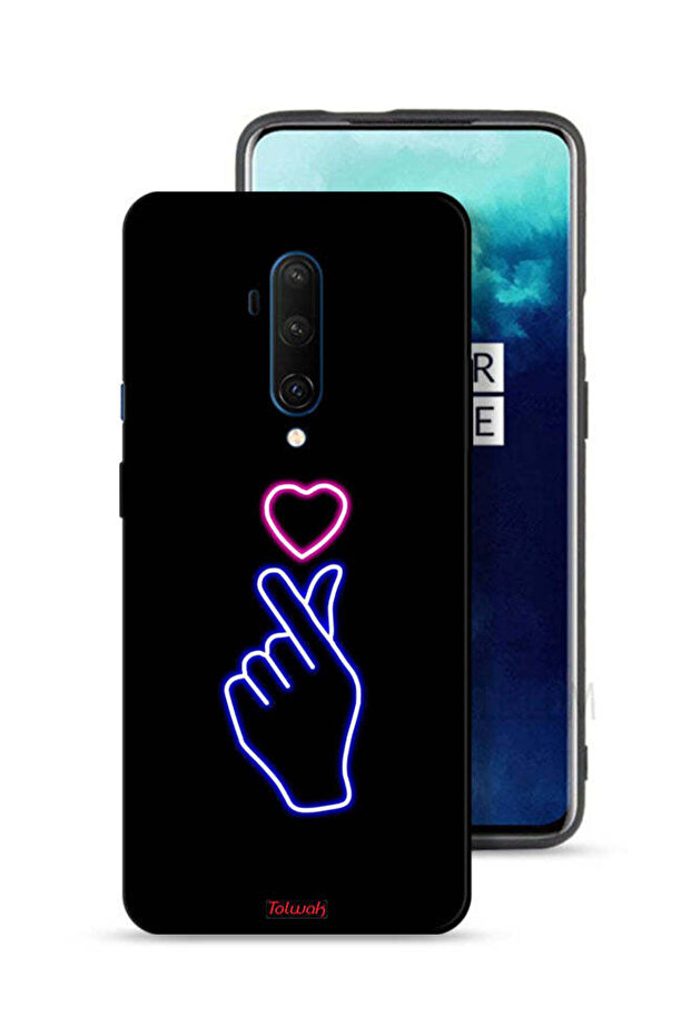 غطاء حماية لهاتف OnePlus 7T Pro برسومات قلب سناب