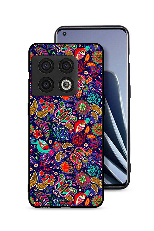 غطاء حماية لهاتف OnePlus 10 Pro 5G بنقشة أوراق طيور ملونة وزهور