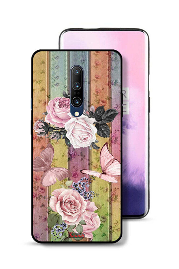 OnePlus 7 Pro Protective Case Cover Peach Butterflies And Roses