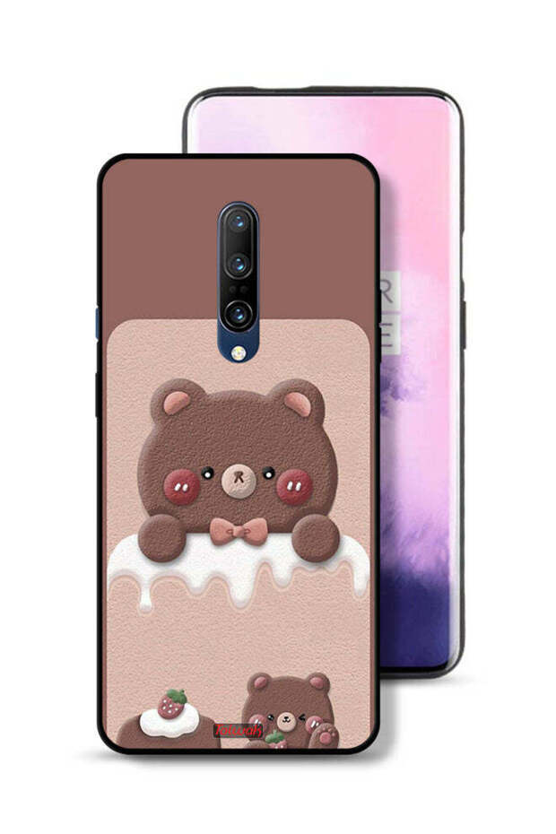 غطاء حماية لهاتف OnePlus 7 Pro بتصميم دب الفراولة