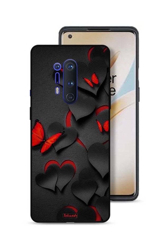 غطاء حماية لهاتف OnePlus 8 Pro بنقشة قلوب وفراشات