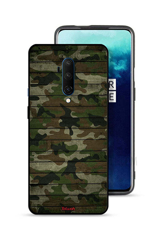 غطاء حماية لهاتف OnePlus 7T Pro بنمط خشبي مموه