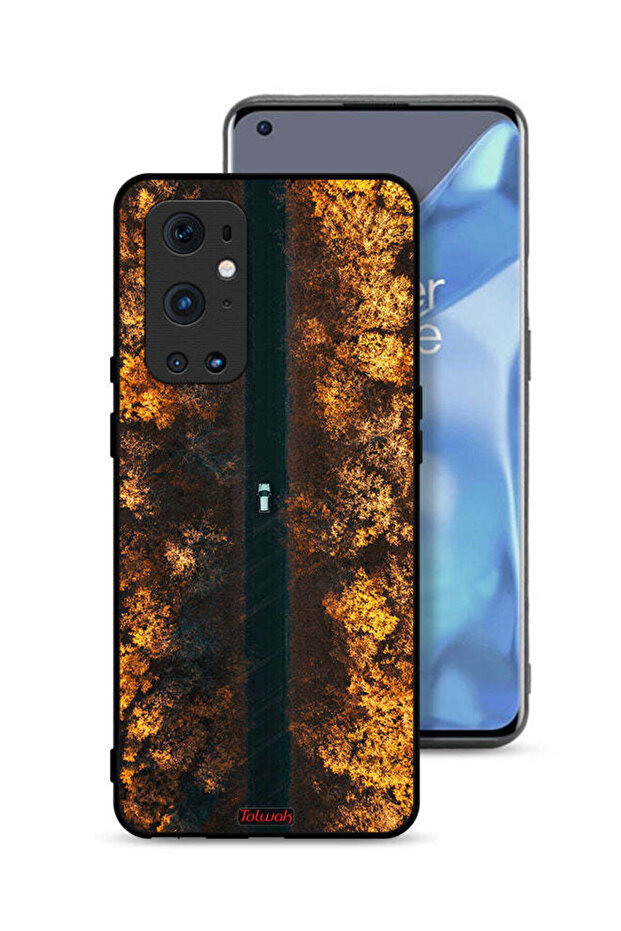 غطاء حماية لهاتف OnePlus 9 Pro 5G مطبوع عليه صورة طريق في أشجار الخريف