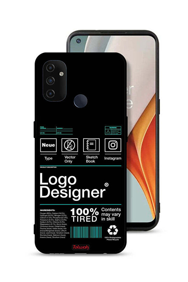غطاء حماية لهاتف OnePlus Nord N100 - ملصق مصمم بشعار