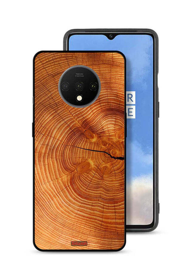 OnePlus 7T Protective Case Cover Crack Wood
