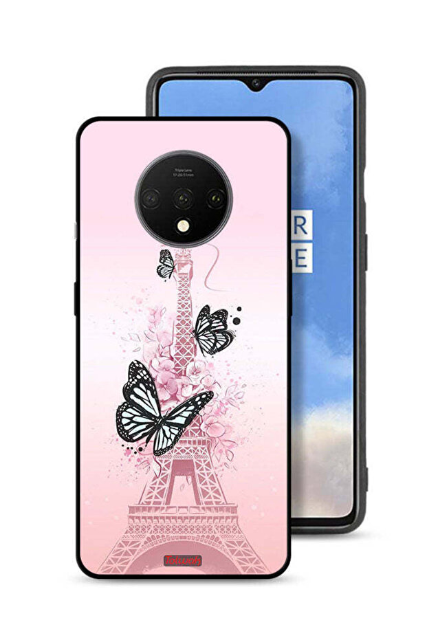OnePlus 7T Protective Case Cover Butterflies On Eiffel Tower
