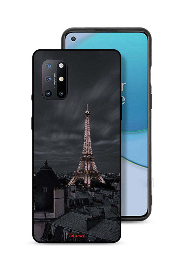 غطاء حماية لهاتف OnePlus 8T 5G بطبعة برج إيفل في الليل