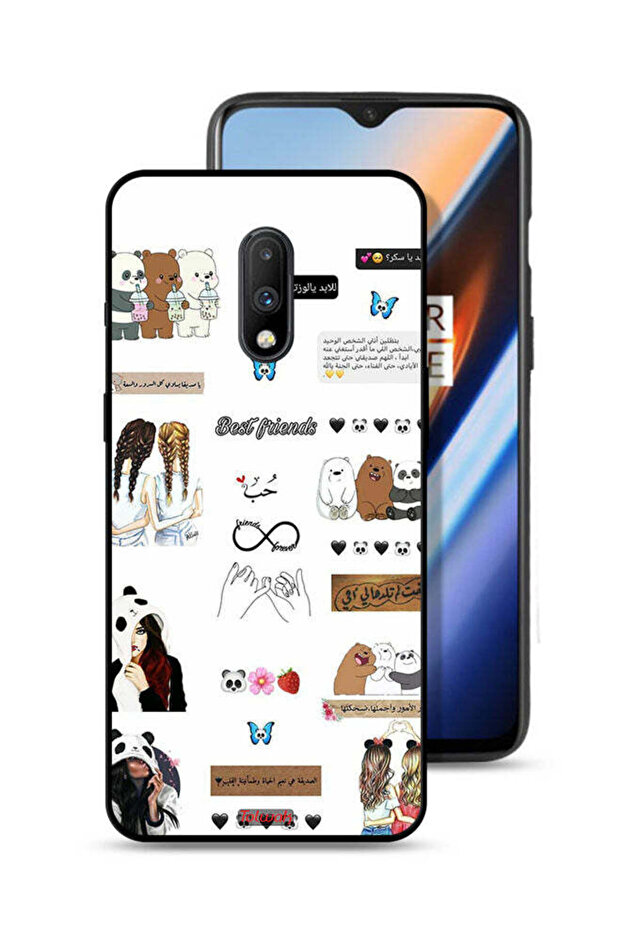 غطاء حماية لهاتف OnePlus 7 مع اقتباسات وملصقات باللغة العربية