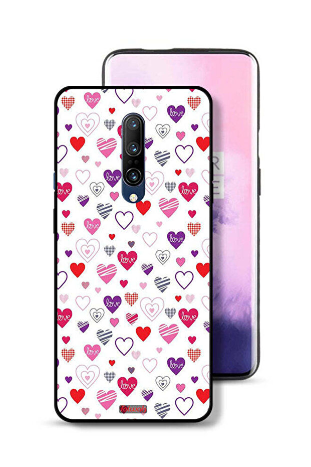 OnePlus 7 Pro Protective Case Cover Hearts Doodle