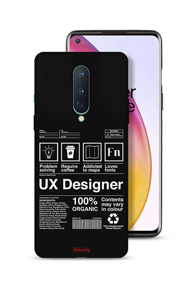 غطاء حماية لهاتف OnePlus 8 - ملصق مصمم تجربة المستخدم