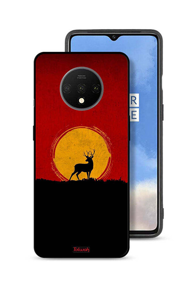 OnePlus 7T Protective Case Cover Deer And Moon Artwork