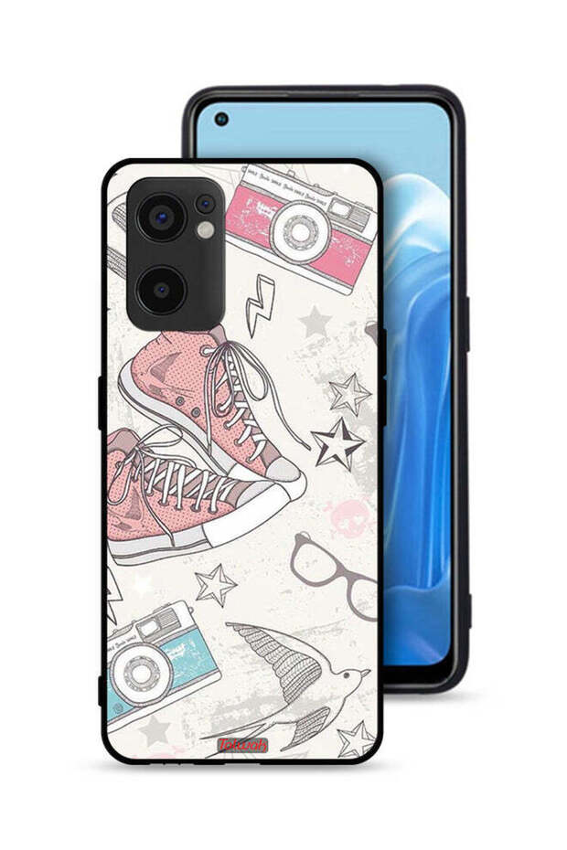 Oppo Reno7 SE 5G Protective Case Cover Canva Shoes And Camera Art