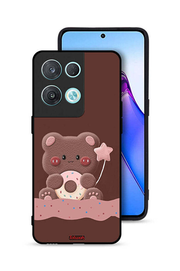 غطاء حماية لهاتف Oppo Reno8 Pro 5G بطبعة دب دونات