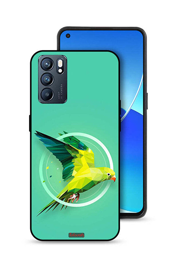 غطاء حماية لهاتف Oppo Reno6 5G بتصميم فن تجريدي ببغاء
