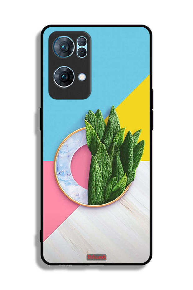 غطاء حماية لهاتف Oppo Reno7 Pro 5G بنمط أوراق تجريدية - 2