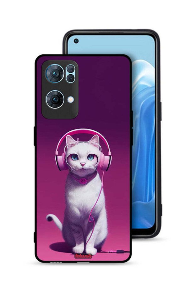 غطاء حماية لهاتف Oppo Reno7 Pro 5G بتصميم قطة لطيفة