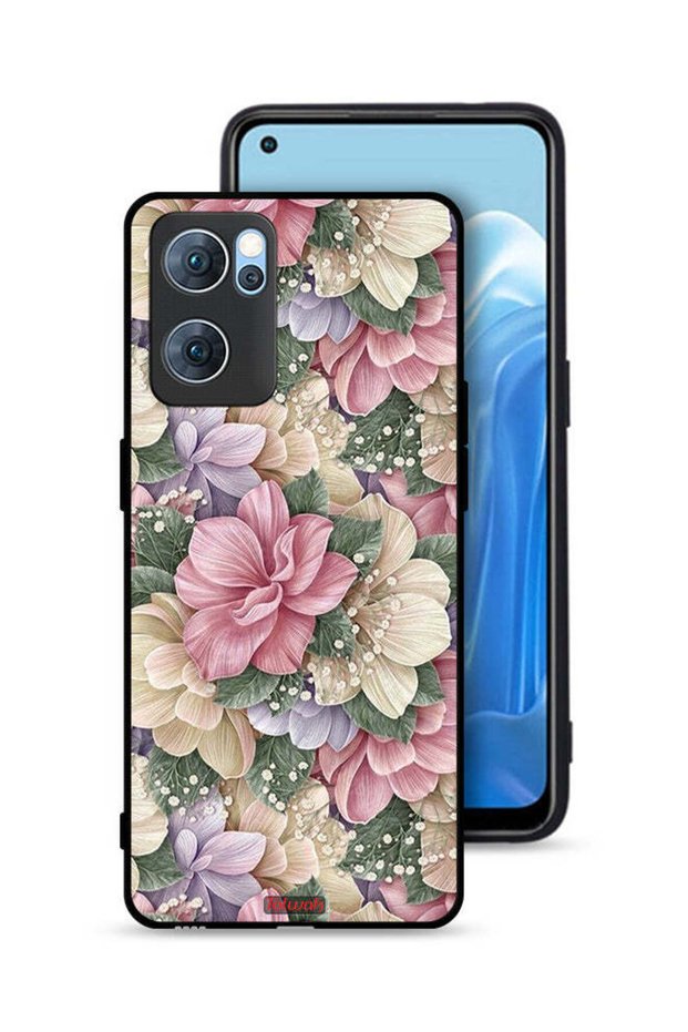 غطاء حماية عالي الجودة مزين بالزهور لهاتف Oppo Reno7 5G