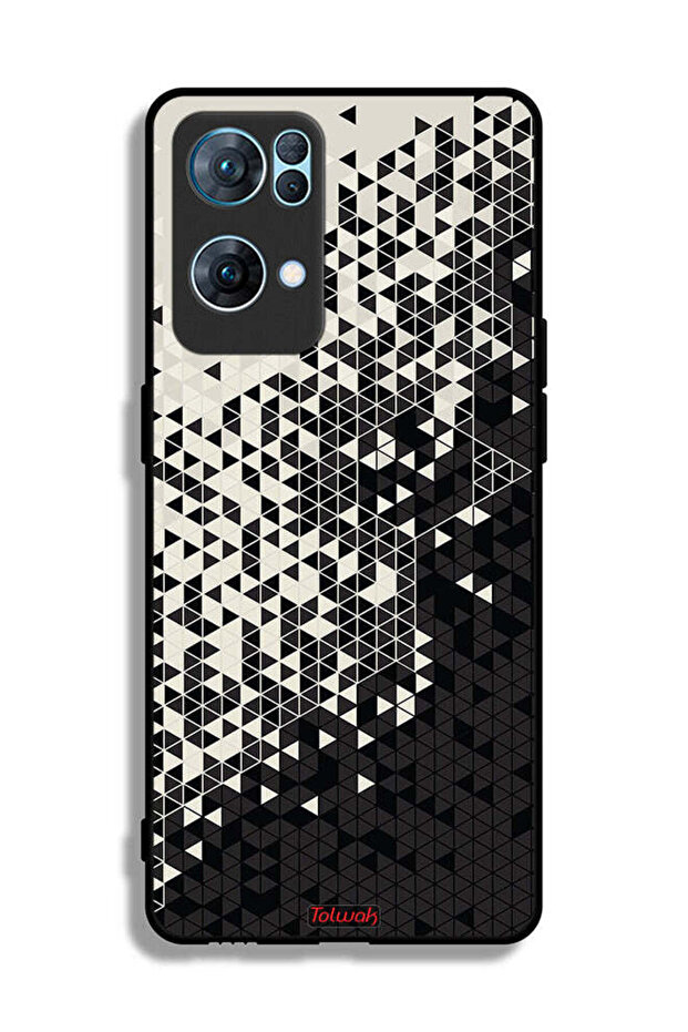 غطاء حماية لهاتف Oppo Reno7 Pro 5G بنمط مثلث فني رقمي - 2