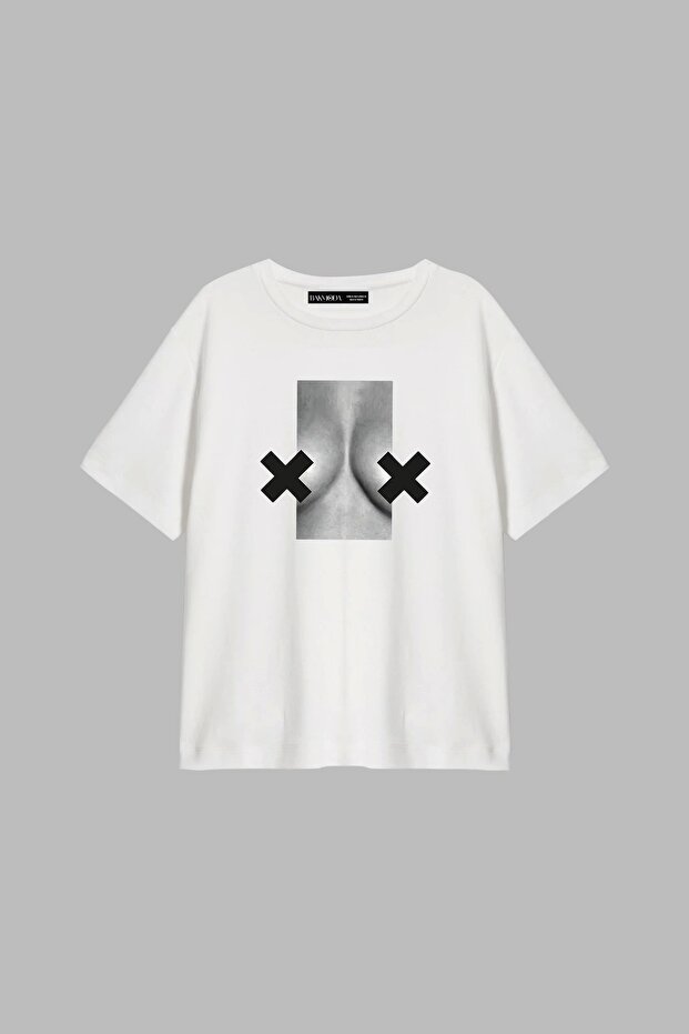 Send Nudes Printed Relaxed Fit Women's White T-Shirt