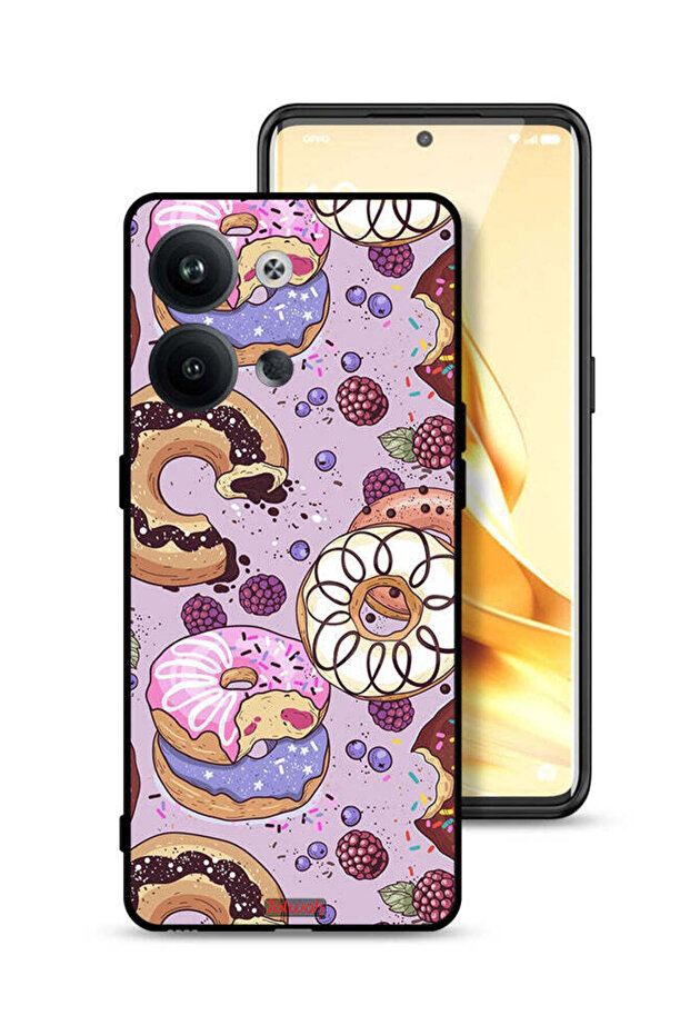غطاء حماية لهاتف Oppo Reno9 5G برسومات دونات فنية