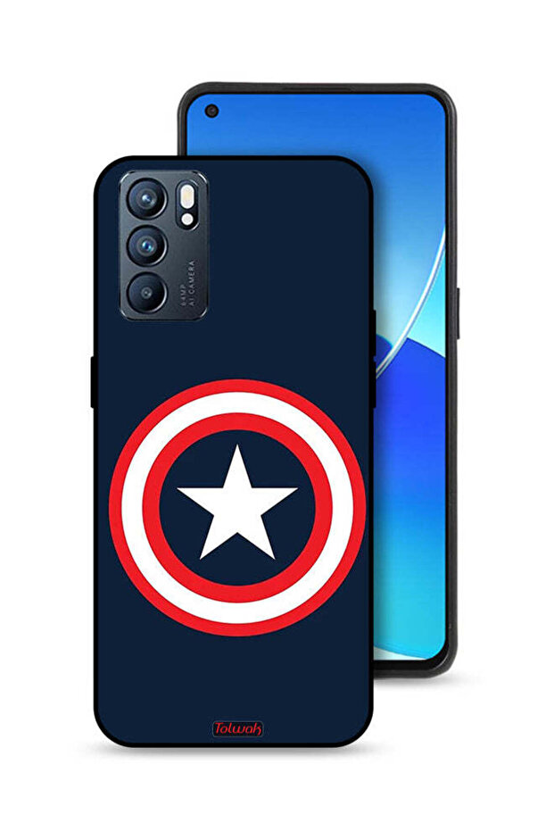 غطاء حماية لهاتف Oppo Reno6 5G بتصميم كابتن أمريكا