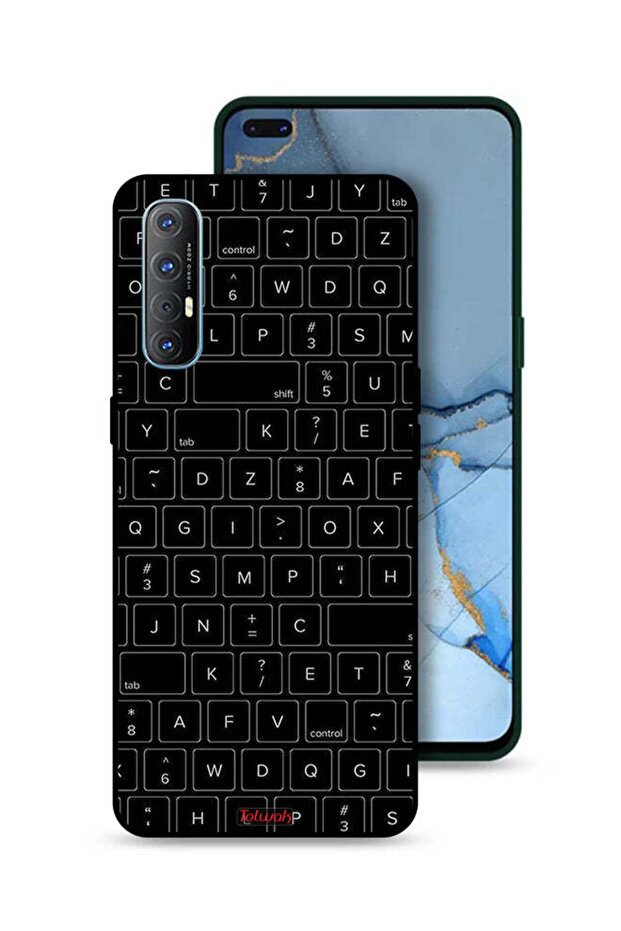 غطاء حماية لهاتف Oppo Reno3 Pro 4G بنمط مفاتيح لوحة المفاتيح العشوائية