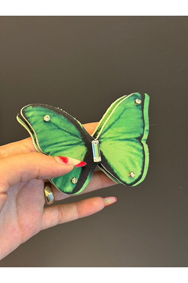 10X8 cm 3D Stone Embroidery Butterfly Embroidery Sewing Applique Green