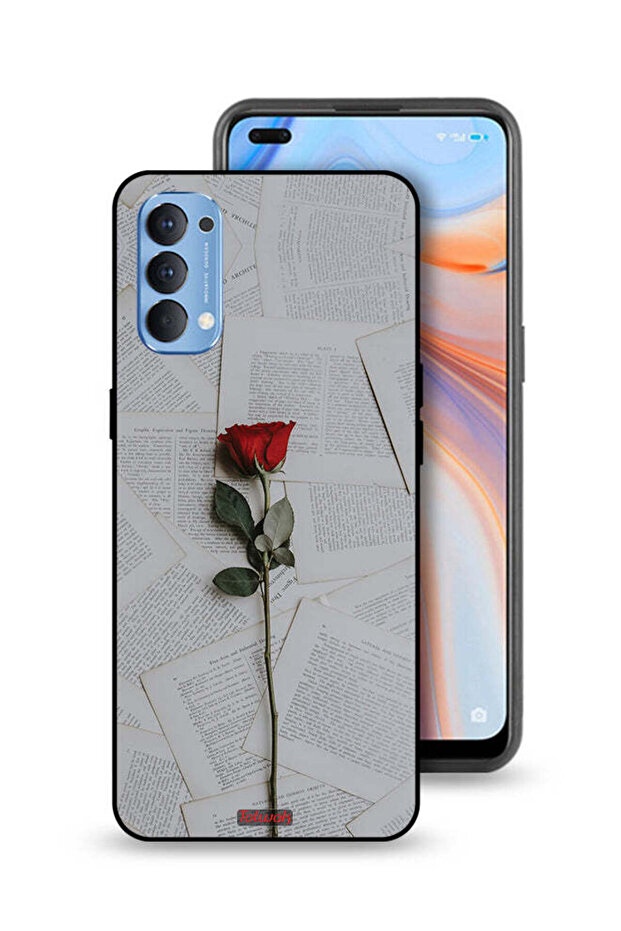 غطاء حماية لهاتف Oppo Reno4 4G وردي على ورق