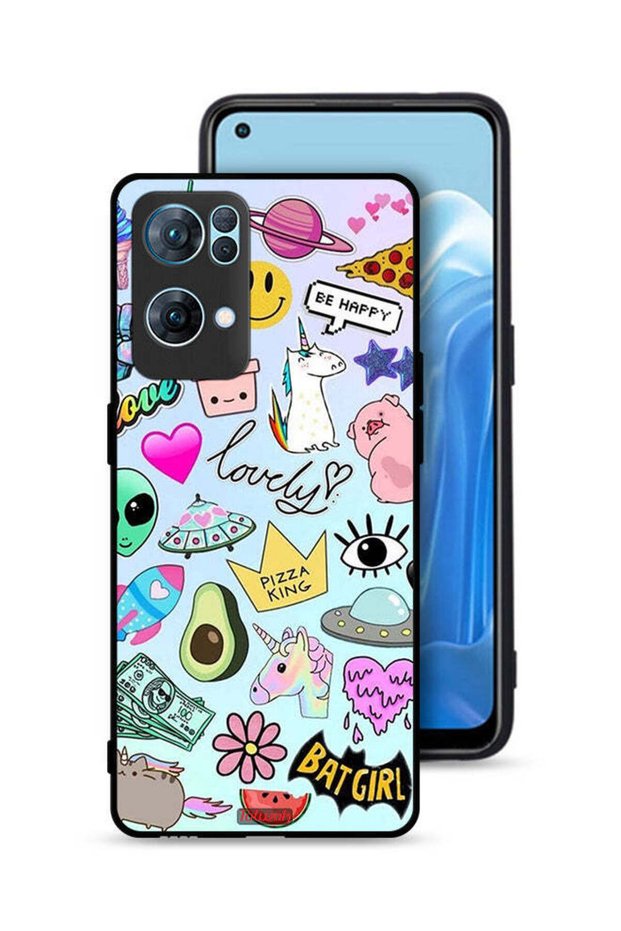 غطاء حماية لهاتف Oppo Reno7 Pro 5G بملصقات جميلة