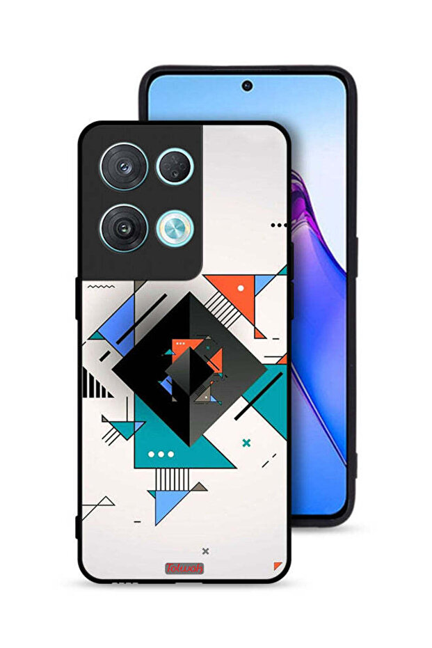 غطاء حماية لهاتف Oppo Reno8 Pro 5G بأشكال مربعة ومثلثة ونمط تجريدي