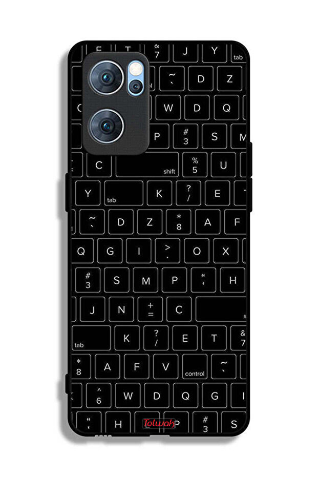 غطاء حماية لهاتف Oppo Reno7 5G بنمط مفاتيح لوحة المفاتيح العشوائية - 2